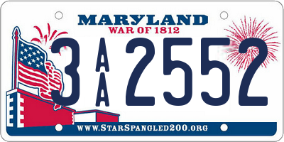 MD license plate 3AA2552