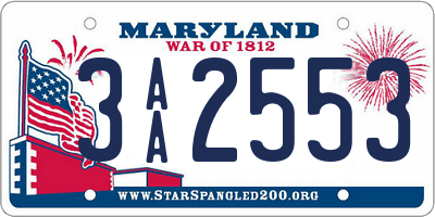 MD license plate 3AA2553