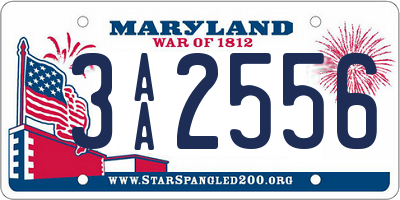 MD license plate 3AA2556