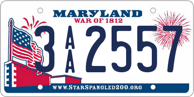 MD license plate 3AA2557