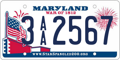 MD license plate 3AA2567