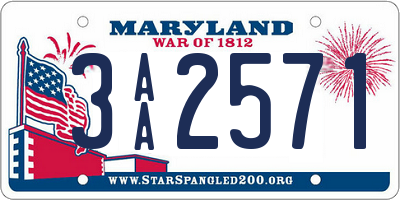 MD license plate 3AA2571