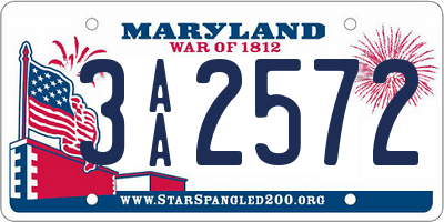 MD license plate 3AA2572