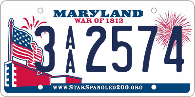 MD license plate 3AA2574