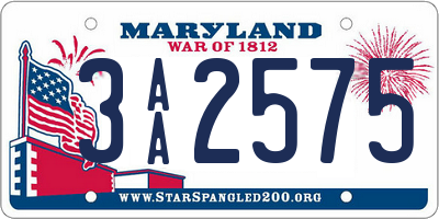 MD license plate 3AA2575