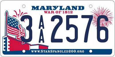 MD license plate 3AA2576