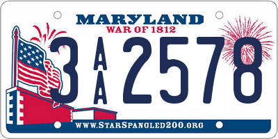 MD license plate 3AA2578