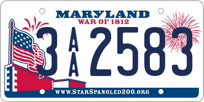 MD license plate 3AA2583