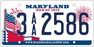 MD license plate 3AA2586