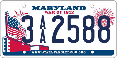 MD license plate 3AA2588