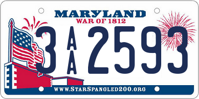 MD license plate 3AA2593