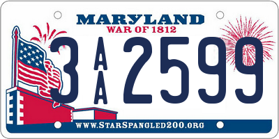 MD license plate 3AA2599