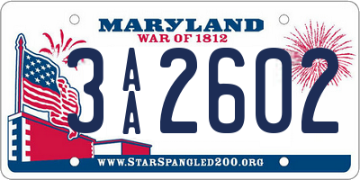 MD license plate 3AA2602