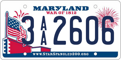 MD license plate 3AA2606