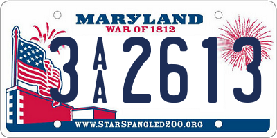 MD license plate 3AA2613