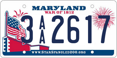 MD license plate 3AA2617