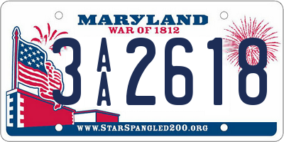 MD license plate 3AA2618