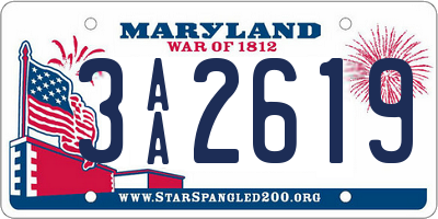 MD license plate 3AA2619