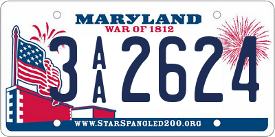 MD license plate 3AA2624