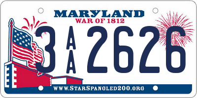 MD license plate 3AA2626