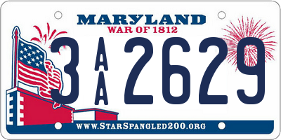 MD license plate 3AA2629