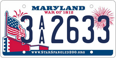 MD license plate 3AA2633