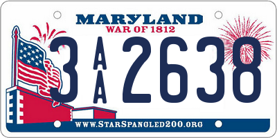 MD license plate 3AA2638