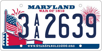 MD license plate 3AA2639