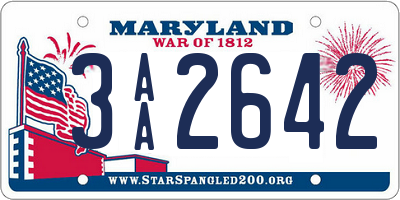 MD license plate 3AA2642