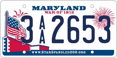 MD license plate 3AA2653