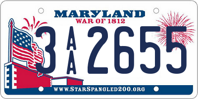 MD license plate 3AA2655