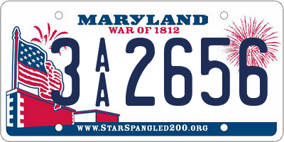 MD license plate 3AA2656
