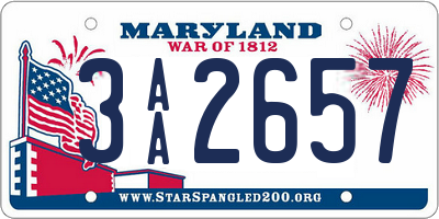 MD license plate 3AA2657