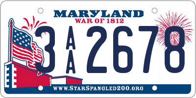 MD license plate 3AA2678