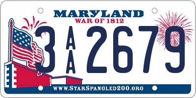 MD license plate 3AA2679