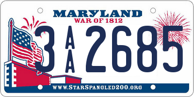 MD license plate 3AA2685