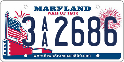MD license plate 3AA2686