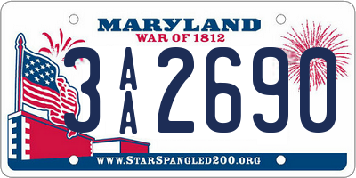 MD license plate 3AA2690