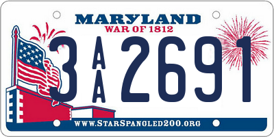 MD license plate 3AA2691