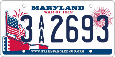 MD license plate 3AA2693