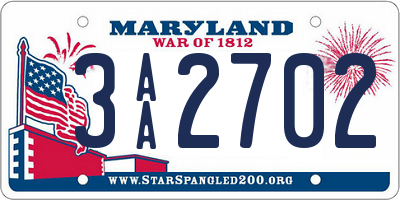 MD license plate 3AA2702