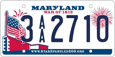 MD license plate 3AA2710