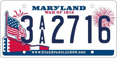 MD license plate 3AA2716