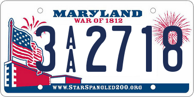 MD license plate 3AA2718