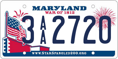 MD license plate 3AA2720