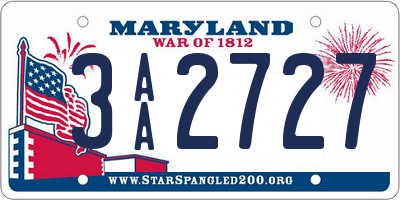 MD license plate 3AA2727