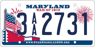 MD license plate 3AA2731