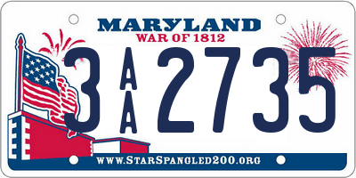 MD license plate 3AA2735