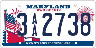 MD license plate 3AA2738