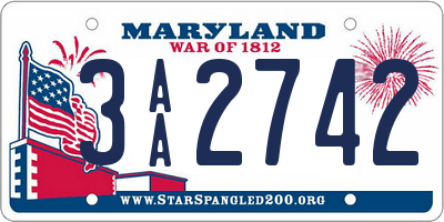 MD license plate 3AA2742